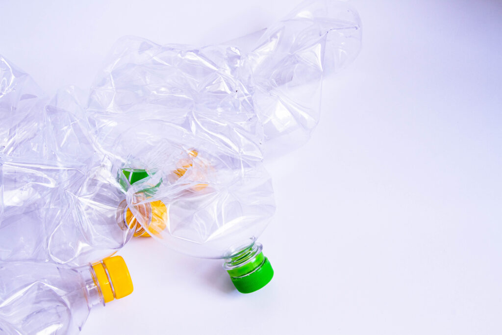 Plastic waste.plastic bottles close up.waste sorting. wrinkled plastic.